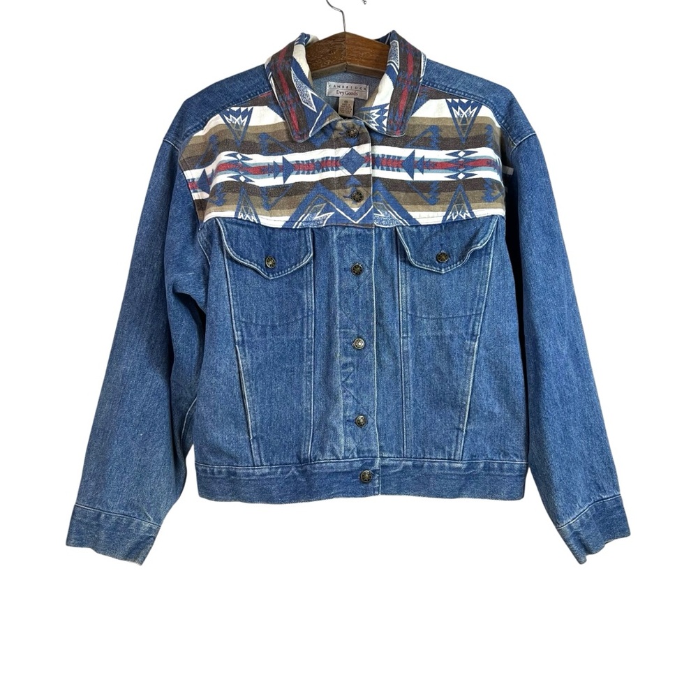 Vintage Cambridge Dry Goods Aztec Denim Jean Jacket Size M Unisex Southwestern